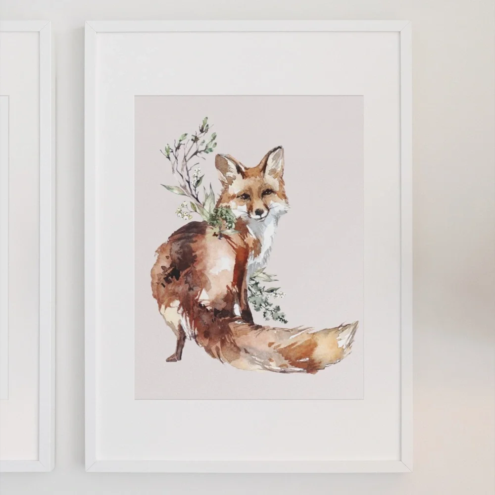 Watercolor Fox Wall Art Print Poster Illustration Unframed - Picture 8 of 10